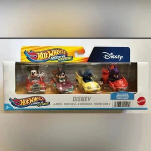 Mattel Hot Wheels Racer Verse: Disney 4-pack Mickey/Vanellope/Stitch/Hiro NEW!!